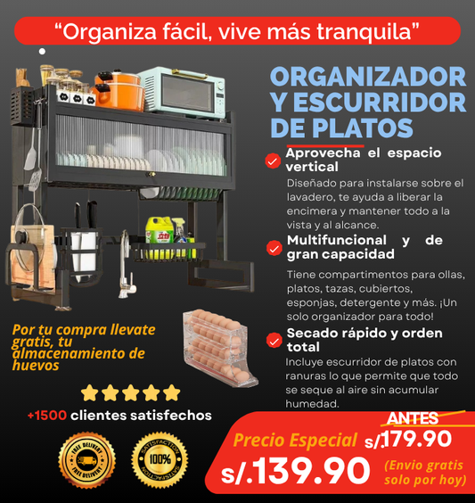 ORGANIZADOR Y ESCURRIDOR DE PLATOS